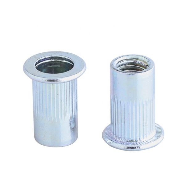 Custom Size Stainless Steel Railcar Rivet Nut Flat Head Knurled Body Zinc Plated