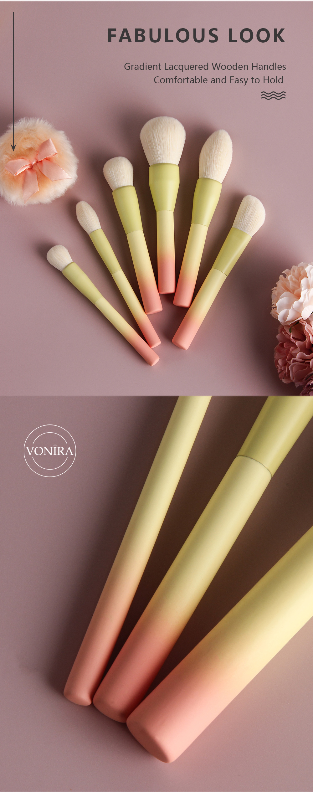 Макияж градиента Vonira 14Pcs/Set чистит косметический набор щеткой тени глаза стороны
