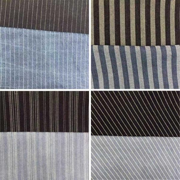 Yarn Dyed Print Striped Denim Cotton Fabric For Jeans Indigo Blue