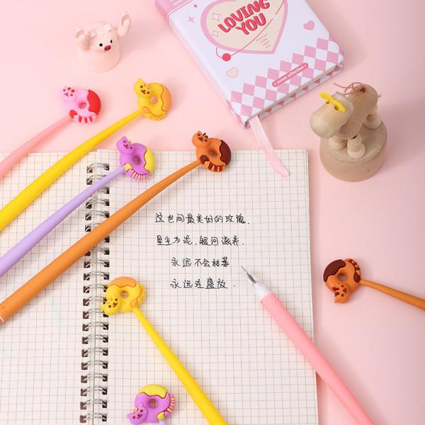 Cute Cartoon Silicone Gel Ink Pens Cartoon Animal Writing Pens 0.5 Mm Assorted Styles Pens Stationery For Office Present