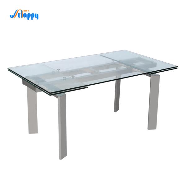 Versatile Modern Glass Dining Table 1400*900mm With Extension Design