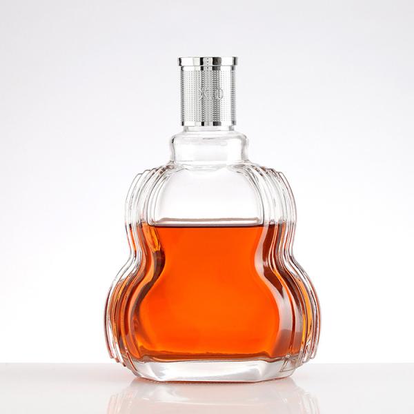 250ml 375ml 500ml Unique Shape Glass Tequila Bottle with Sealed Cork Lid Hot Stamping