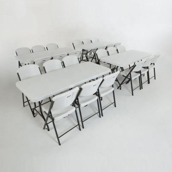 Foldable Plastic Chair and Metal Table Set for Outdoor Party Events Space-saving
