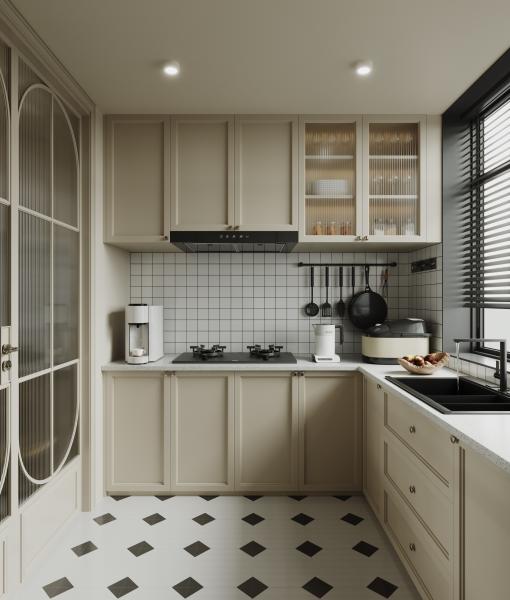 Customized High End Shaker Cabinets Quartz Stone Melamine Board Kitchen Cabinet