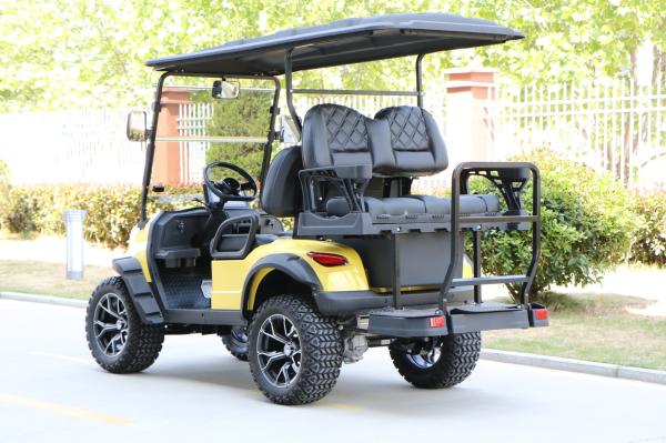 2+2-Seater Luxury Bright Yellow Electric Golf Cart With High Horsepower 14-Inch Off-Road Tires Lithium Battery