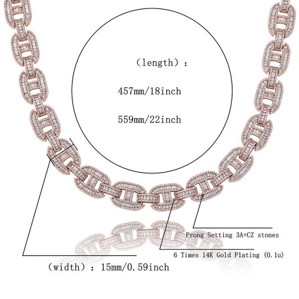 22inch 24inch Copper Necklaces Pig Nose Diamond Mens Necklace