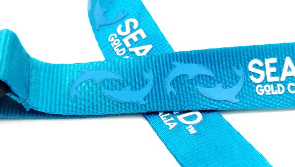 Classic Blue Lanyard Promotional Products Sublimation Printing Logo With Hook
