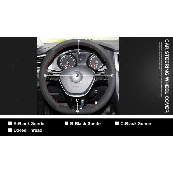 Hand Sewing Black Suede Steering Wheel Cover for VW Golf 7 Mk7 Polo Jetta Passat B8 Tiguan Sharan Touran UP