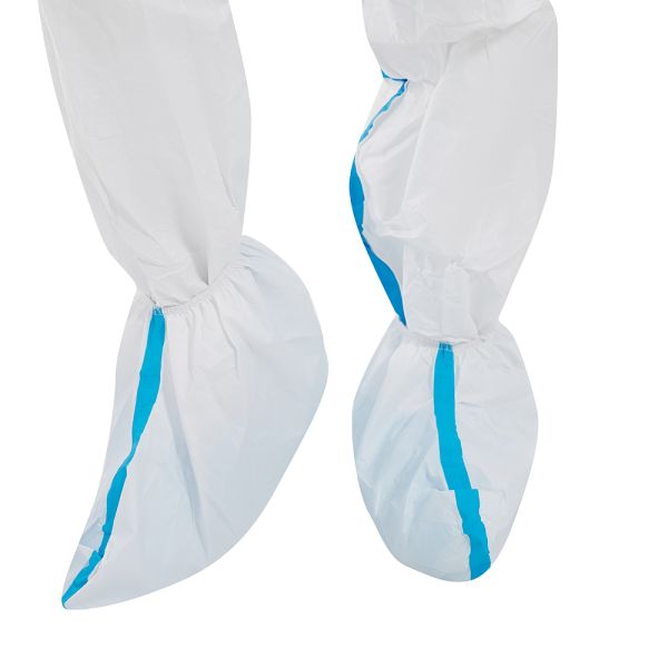 Type 4/5/6 Certified Protective Coverall with Breathable Microporous Film and Heat-Sealed Blue PE Tapes