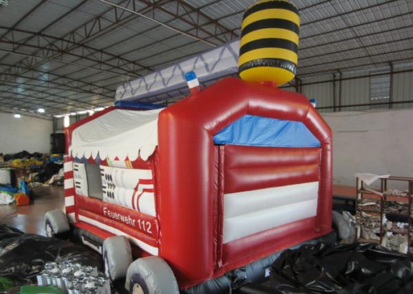 Firetruck Commercial Bounce House Quadruple Stitching  , Inflatable Jumping Castle 5 X 6m