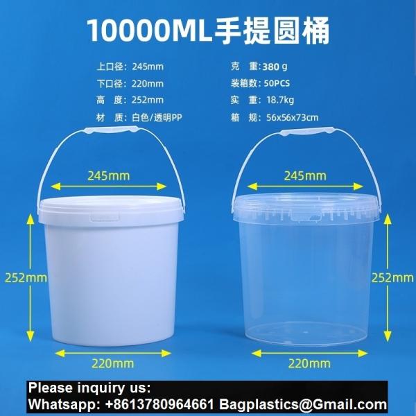 Biodegradable PLA compostable Eco friendly Clear Food-Grade Plastic Bucket Round Shape With Lid Recyclable For Water Packaging Storage Drums