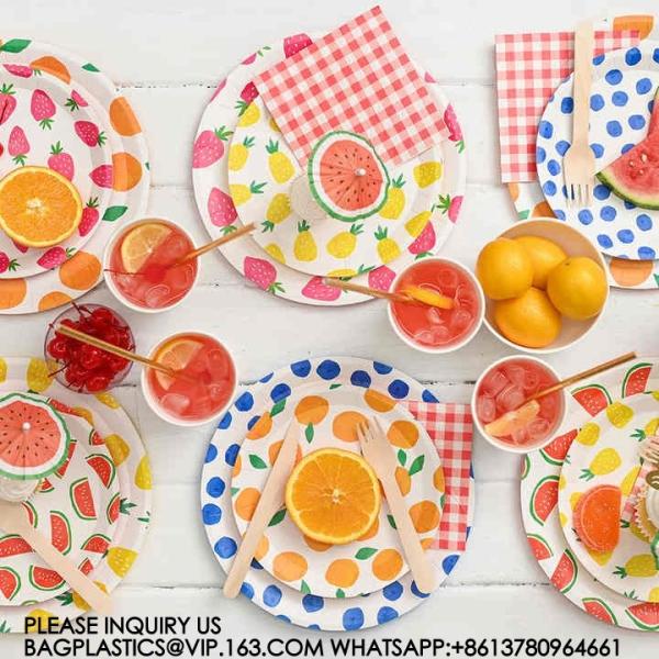 Fruit Party Decoration Tableware Disposable Paper Plate Set Fruit Punch Theme Party Supplies