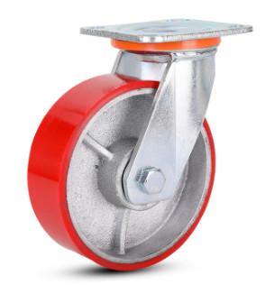 cast iron wheels heavy duty red PU casters 6 inch
