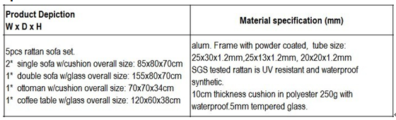 5pcs outdoor furniture