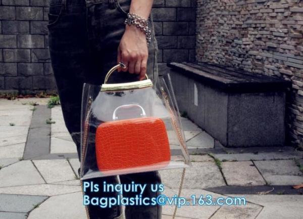 customized clear pvc tote bag handbag, Trendy Lady Handbags with Zipper Handle Shoulder Tote Bag, Envelope Clutch Bag Ha
