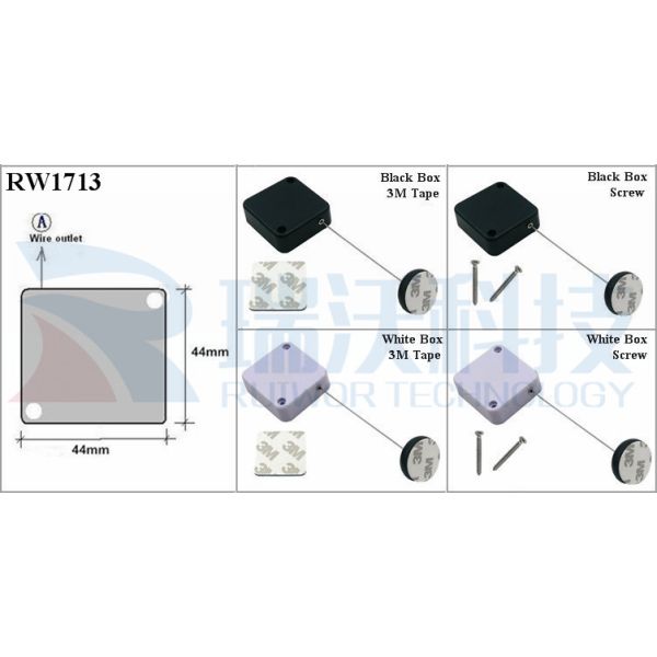RW1713 Square Security Tether Plus Dia 30MMx5.5MM Circular Adhesive ABS Block