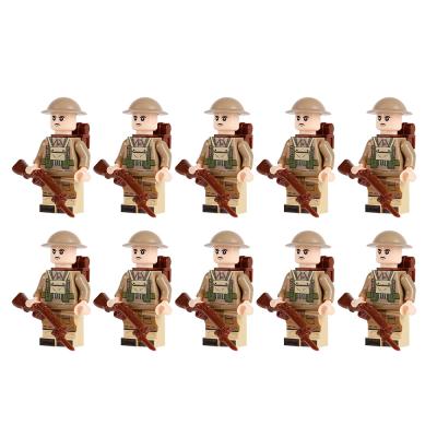 WW2 military model British ranker medical soldier mini figures building blocks