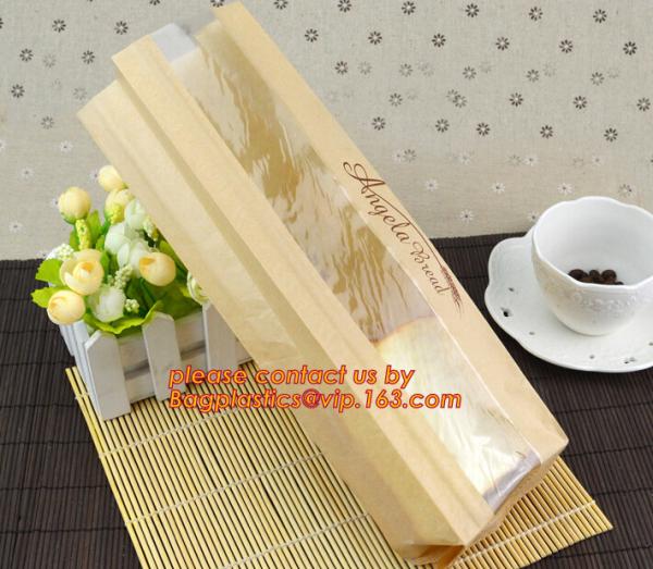 Clear Window bleached kraft paper bag bread bag, paper kraft bag, French Baguette bread paper bag, Long Size Toast Bags,