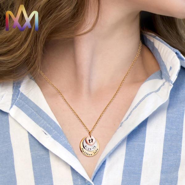 Cadmium Free SS Engraved Round Pendant Necklace