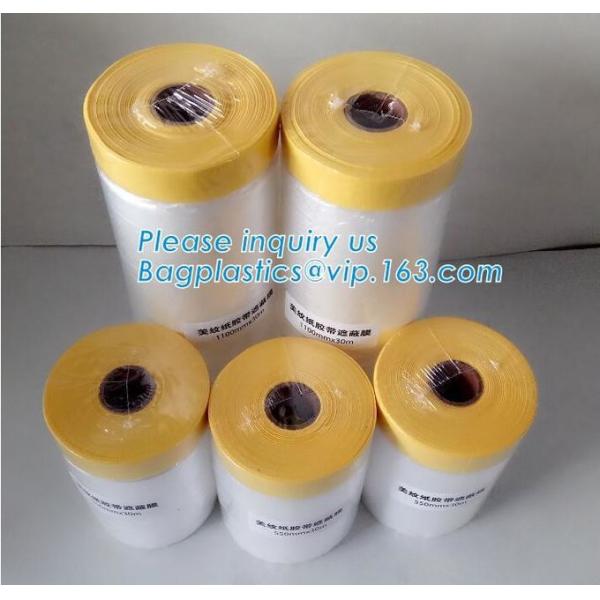 UV Resistance PE Taped Plastic Drop Masking Film For Car Painting, Plastic Film/Pre-Taped Masking Taped Protective Plast
