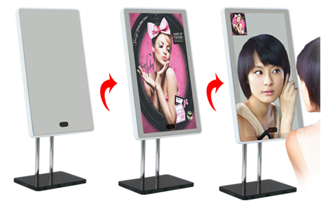 Split Screen advertising display mirror，Motion Sensor