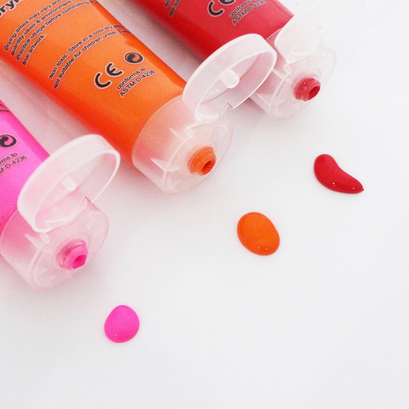 12 Colors 75ml Loose Non-Toxic Tube Artist Acrylic Paint for Kids