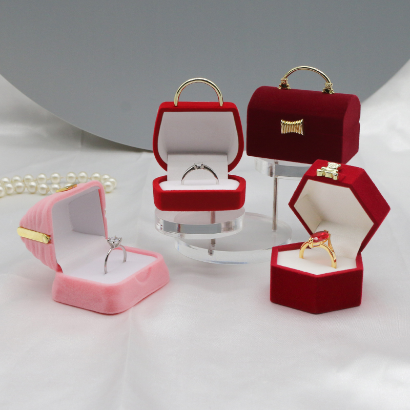 Beautiful Velvet Engagement Ring Box Custom Color Options Flocking Jewelry Box