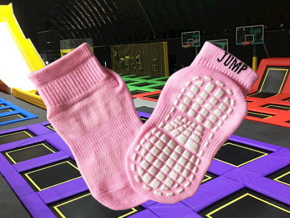 Breathable Polyester Gymnastic Grip Socks , Quick Dry Kids Non Skid Socks , Four Seasons Bounce Socks