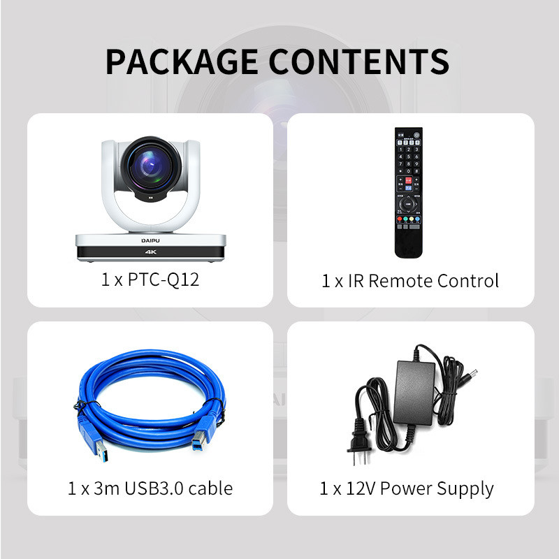 DAIPU PTC-Q12 4K 12X Optic HD ToF Ptz HD-mi PTZ Optical Camera for Video Conferencing