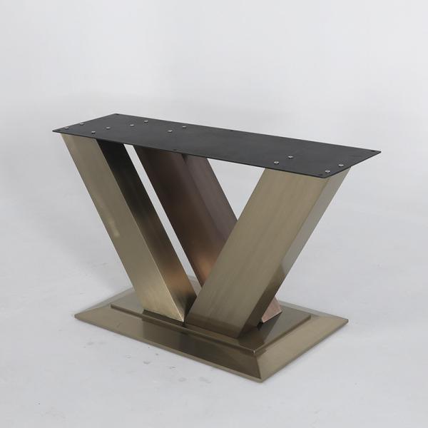 Brushed Grey Marble Dining Table Rose Gold Metal Rectangle Patio Table