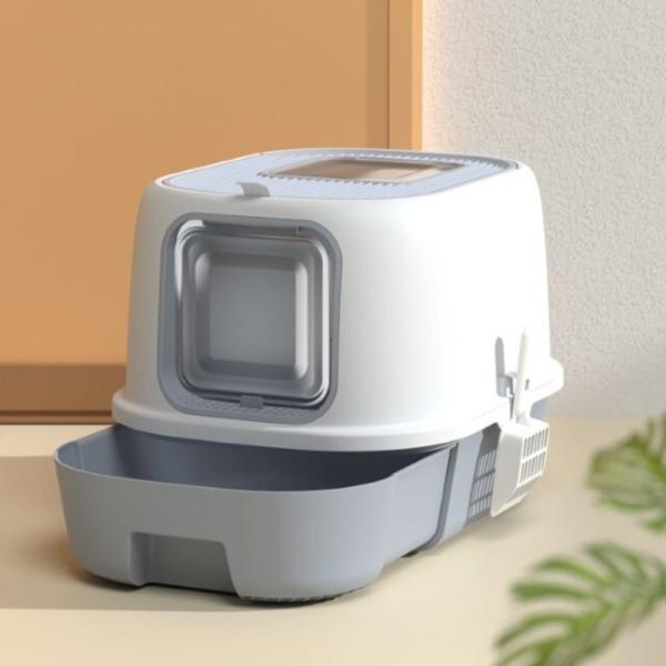 Compact Litter Tray Box Comfortable Enclosed Kitty Litter Box