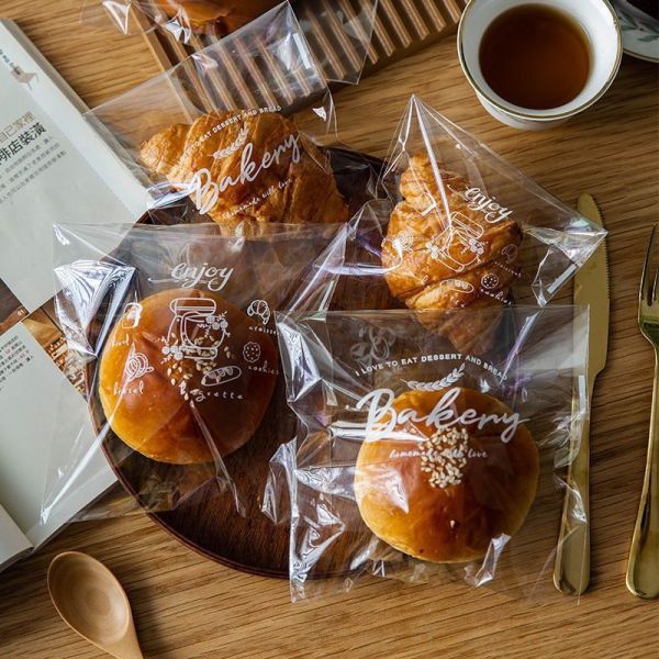Custom Flat Opp Plastic Bread Transparent Clear Food Packing Bag