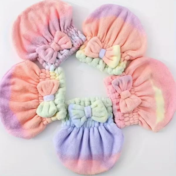 Soft Coral Fleece Bow Hair Towel with Adorable Bow Design Luxurious Softness and Maximum Absorbency