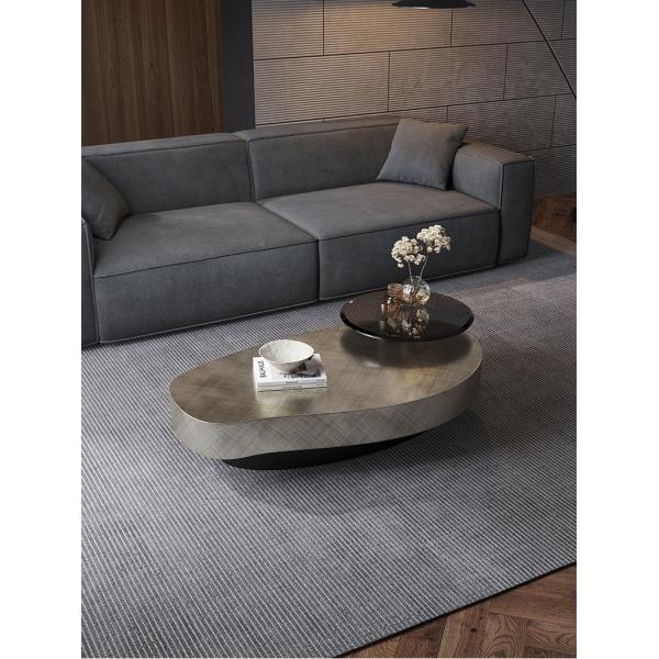 OEM Stainless Steel Contemporary Round Coffee Table With Metal Base
