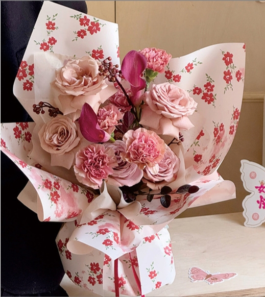 Papier d'emballage pour les fleurs de printemps, papier d'emballage pour les bouquets de fleurs fraîches épaissis, papier d'emballage imprimé étanche, papier d'emballage pour les boutiques de fleurs