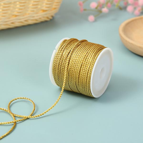 3 fios 2mm-10mm Polyester Nylon Cordel Fio de Ouro Misturado Para Pulseira