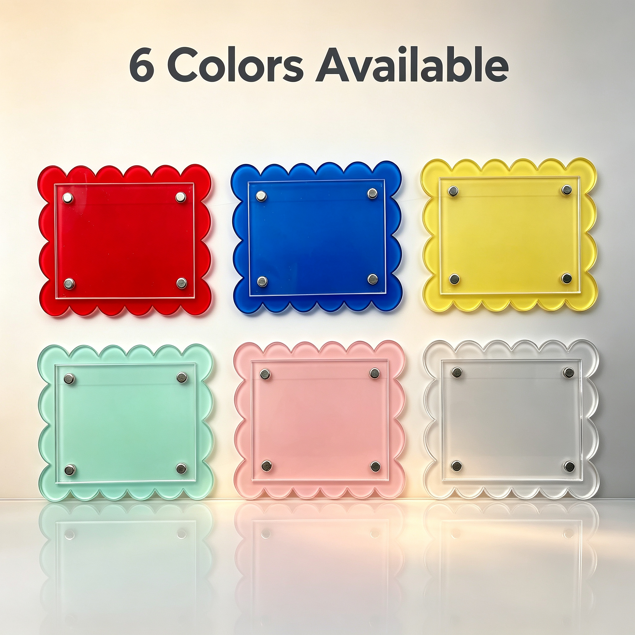 Scalloped Edge Acrylic Magnetic Photo Frame, Fridge Magnet Picture Holder For Instax Mini Photos