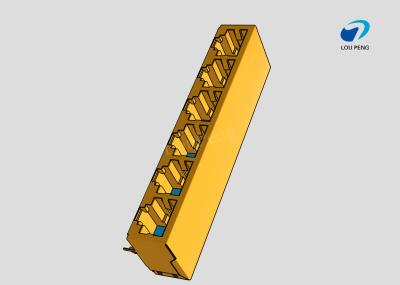 RJ45 6-port jack Cat.5 THT angled