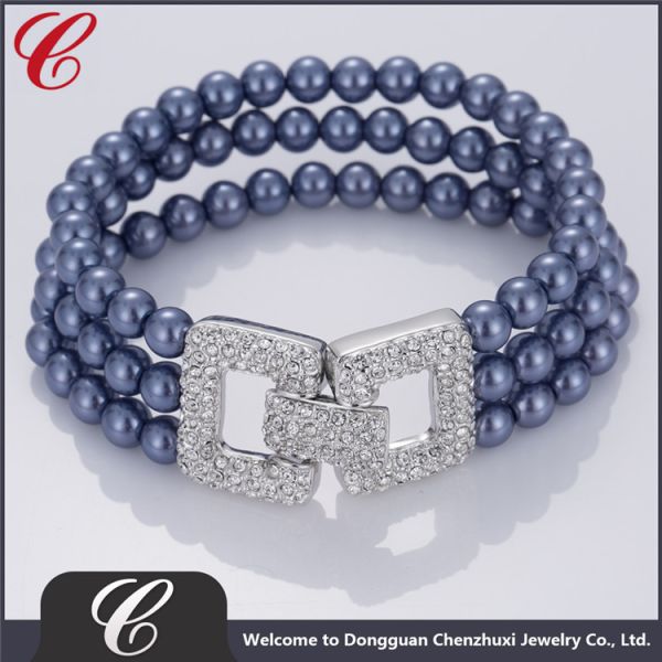 Women Fashion Customized Crystal Bangles Hawaiian Pearl Bracelets