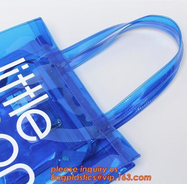 PVC soft pouch bag with round, packaging bag with embroidery recyclable quilt packaging bag, Handle Bag, PVC Shopping Ba