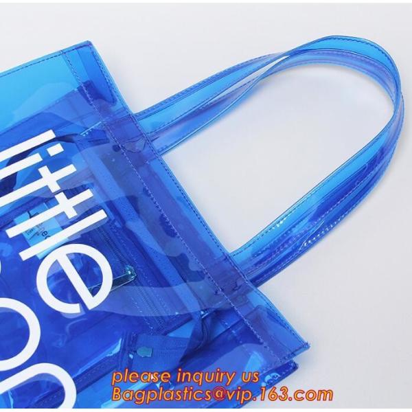 Handle Zipper Lock Cosmetic Pvc Bag With k, beach Bag Chain handle Handbag beach tote bag, jelly tote bag candy ha