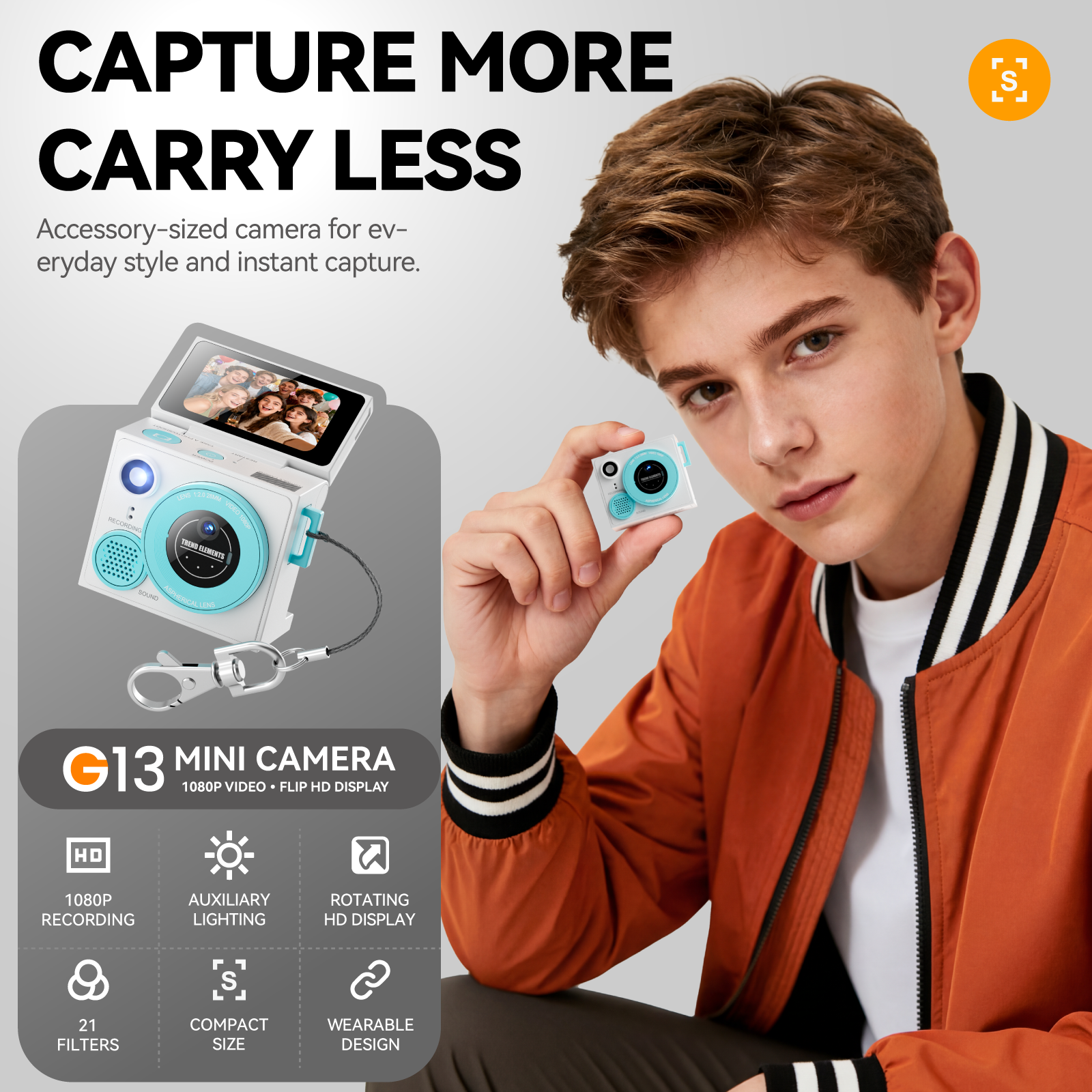 Dual Modes 2026 G13 Mini Thumb Keychain Camera 1080P HD Recording
