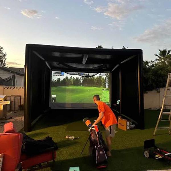 Tenda de treino de golfe ao ar livre selada, com tela inflável, para esportes