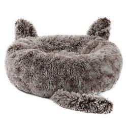 Cute Soft Plush Donut Pet Bed Cushion With Ear Tail