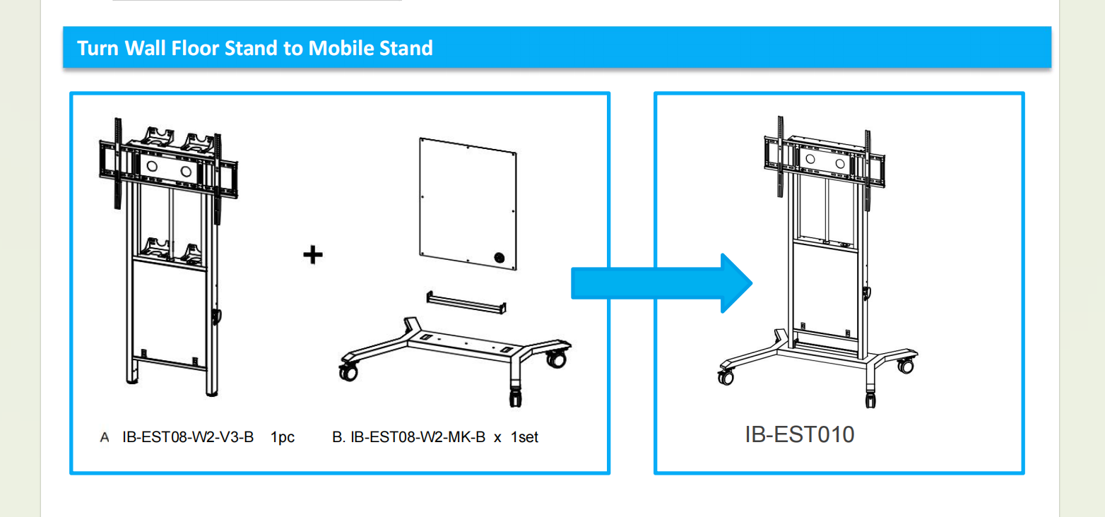 Electronic Power Movable Cart for 65-86 Inch Smart TVs with Adjustable Height and 100kgs Max Bearing Weight
