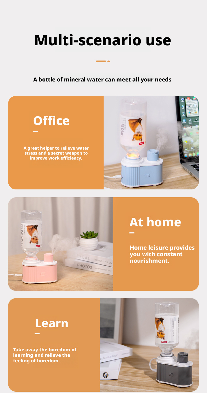 Wholesale No Water Tank Rechargeable Portable Ultrasonic Humidifier Diffuser Essential Oil Aroma Diffuser Night Household 1 Year