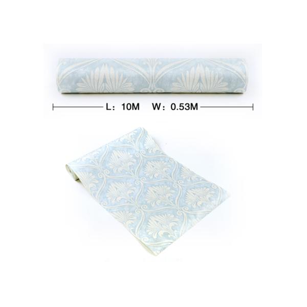 Soundproof Removable European Style Wallpaper , Blue 3d Silver Wallpaper