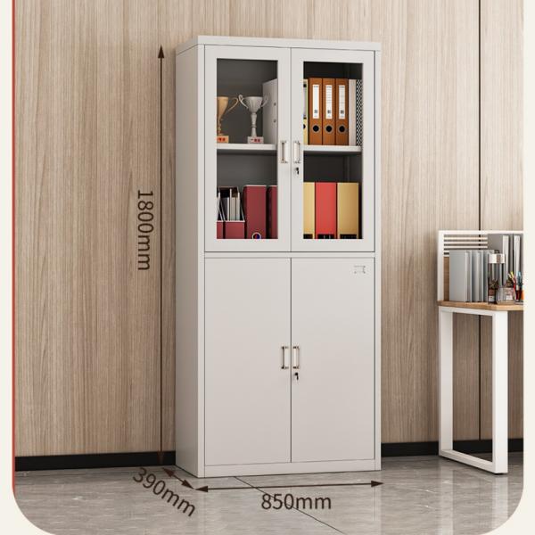 Modern Steel File Cabinet with Glass and Metal Doors Adjustable Office Furniture for Home School Workshop Warehouse Storage