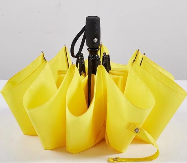 Foldable Fiberglass Ribs Pongee Compact Windproof Umbrella