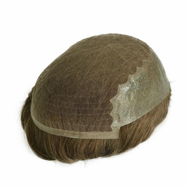 Natural Lace PU Men Toupee for 100% Human Hair Man Weave Wigs Hairpieces Unit Patch System